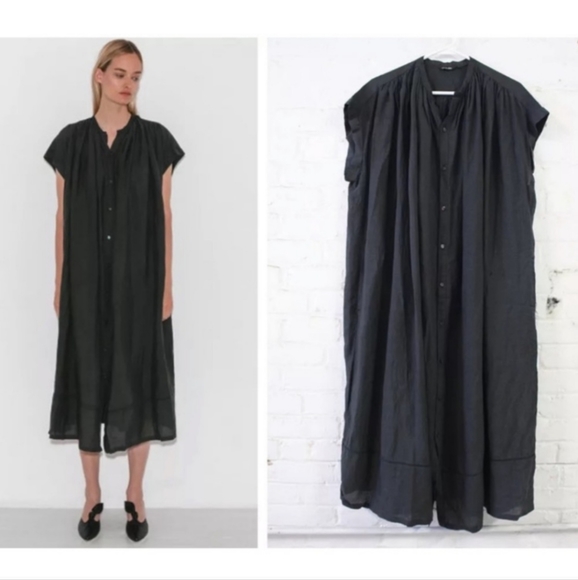 Pas de Calais grey linen midi dress - Picture 3 of 9